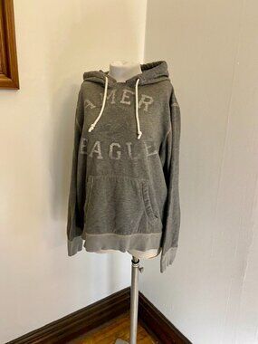 American Eagle AEO Mens Medium Vintage Fit Hoodie Gray Distressed‎ 2011 Soft